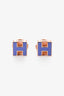 Hermès Rose Gold Tone Metal/Lilac Enamel H Cube Earrings