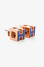 Hermès Rose Gold Tone Metal/Lilac Enamel H Cube Earrings