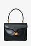 Celine Vintage Black Box Leather Carriage Buckle Top Handle Bag