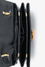 Celine Vintage Black Box Leather Carriage Buckle Top Handle Bag