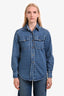 Victoria Beckham Blue VB Monogram Utility Denim Shirt Size 4