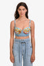 Versace Light Blue Denim/Multicolour Bustier Top Size 42