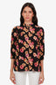 Smythe Black/Floral Printed Button Up Blouse Size S