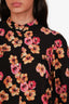 Smythe Black/Floral Printed Button Up Blouse Size S