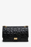 Pre-Loved Chanel™  2008-09 Black Crackled Patent Puzzle Reissue 2.55 Double Flap 226 Shoulder Bag