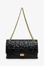Pre-Loved Chanel™  2008-09 Black Crackled Patent Puzzle Reissue 2.55 Double Flap 226 Shoulder Bag