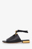 Salvatore Ferragamo Black Leather Lace-Up Mules Size 6.5