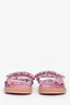 Pre-Loved Chanel™ 2023 Pink Tweed/Leather Crystal Embellished Sandals Size 40C
