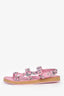 Pre-Loved Chanel™ 2023 Pink Tweed/Leather Crystal Embellished Sandals Size 40C