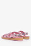 Pre-Loved Chanel™ 2023 Pink Tweed/Leather Crystal Embellished Sandals Size 40C