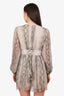Zimmermann Brown/Grey Silk Snake Print Long Sleeve V-Neck Mini Dress Size 1 (As Is)