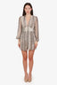 Zimmermann Brown/Grey Silk Snake Print Long Sleeve V-Neck Mini Dress Size 1 (As Is)