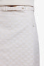 Gucci Beige/White GG Monogram Belted Midi Skirt Size 38