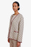 Gucci Beige/Purple GG Jacquard Tweed Jacket Size 42 with Tag