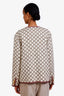 Gucci Beige/Purple GG Jacquard Tweed Jacket Size 42 with Tag