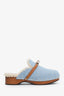 Hermès Bleu Clair Denim/Natural Leather Shearling Carlotta Mule Size 38