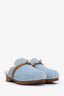 Hermès Bleu Clair Denim/Natural Leather Shearling Carlotta Mule Size 38