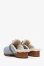 Hermès Bleu Clair Denim/Natural Leather Shearling Carlotta Mule Size 38