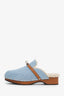 Hermès Bleu Clair Denim/Natural Leather Shearling Carlotta Mule Size 38