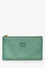Miu Miu Green Leather Logo Zip Pouch