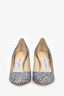 Jimmy Choo Blue Leather Glitter Pointed Toe Heels Size 36