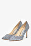 Jimmy Choo Blue Leather Glitter Pointed Toe Heels Size 36