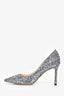 Jimmy Choo Blue Leather Glitter Pointed Toe Heels Size 36