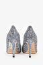 Jimmy Choo Blue Leather Glitter Pointed Toe Heels Size 36