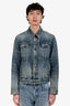 Saint Laurent Blue Denim Distressed Jacket Size L Mens
