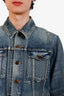 Saint Laurent Blue Denim Distressed Jacket Size L Mens