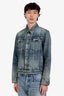 Saint Laurent Blue Denim Distressed Jacket Size L Mens
