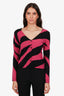 Boutique Moschino Pink/Black Virgin Wool Striped Cardigan Size 6