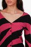 Boutique Moschino Pink/Black Virgin Wool Striped Cardigan Size 6