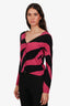 Boutique Moschino Pink/Black Virgin Wool Striped Cardigan Size 6