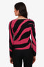 Boutique Moschino Pink/Black Virgin Wool Striped Cardigan Size 6