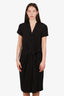 Moschino Cheap and Chic Black V-Neck Tie Waist Dress Size 12