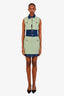 Moschino Couture Green/Blue Tweed/Denim Panelled Mini Dress Estimated Size 2