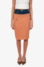 Moschino Couture Orange/Blue Tweed/Denim Midi Skirt Size 2