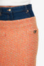 Moschino Couture Orange/Blue Tweed/Denim Midi Skirt Size 2