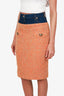 Moschino Couture Orange/Blue Tweed/Denim Midi Skirt Size 2