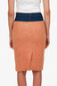 Moschino Couture Orange/Blue Tweed/Denim Midi Skirt Size 2
