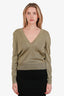 Gucci Gold Metallic Knit V-Neck Sweater Size XS