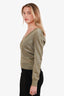 Gucci Gold Metallic Knit V-Neck Sweater Size XS