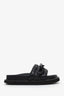 Louis Vuitton Black Leather Chain-Link Accents Slides Size 37