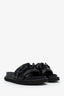 Louis Vuitton Black Leather Chain-Link Accents Slides Size 37