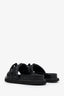 Louis Vuitton Black Leather Chain-Link Accents Slides Size 37