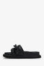 Louis Vuitton Black Leather Chain-Link Accents Slides Size 37