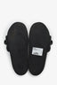 Louis Vuitton Black Leather Chain-Link Accents Slides Size 37