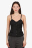 Moschino Couture Black Virgin Wool Pinstripe Bustier Top Size 8