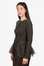 Moschino Couture Green Cardigan With Removable Tulle Trim Size 6